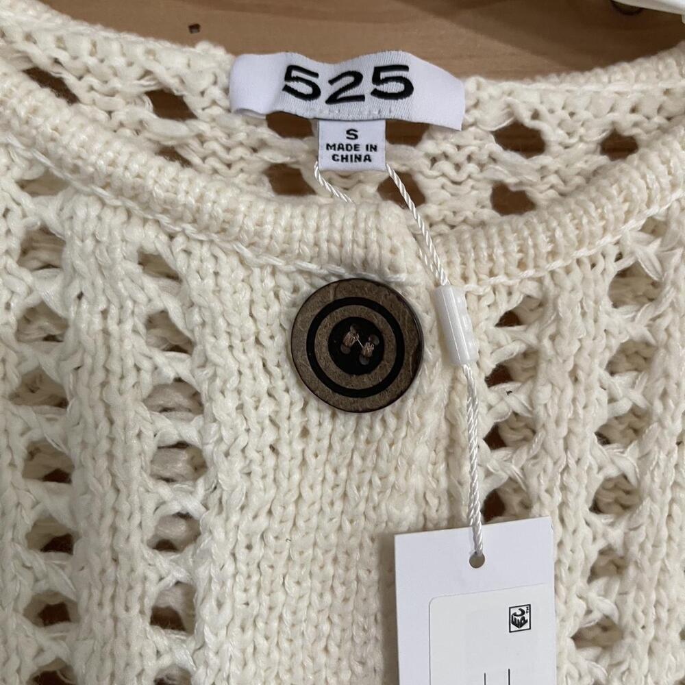 Cream Knit Sweater With Buttons - Picture 2 of 5